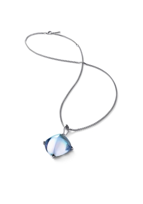 Baccarat Sterling Silver Amd Crystal Médicis Aqua Mirror Necklace