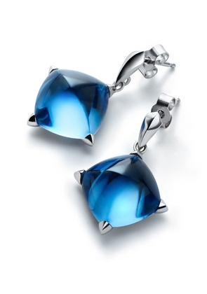 Baccarat Sterling Silver Médicis Riviera Blue Earrings