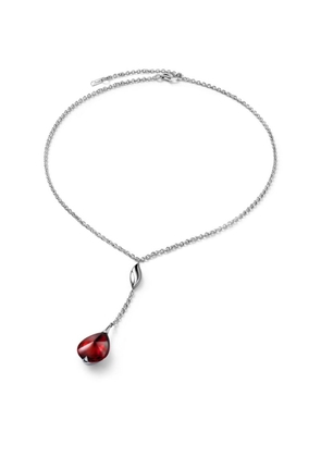 Baccarat Sterling Silver And Crystal Fleurs De Psydelic Iridescent Red Necklace