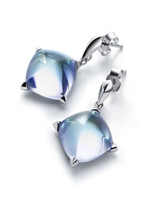Baccarat Sterling Silver Médicis Aqua Mirror Earrings