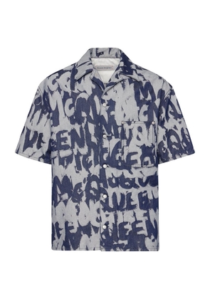 Alexander Mcqueen Denim All-Over Print Short-Sleeve Shirt