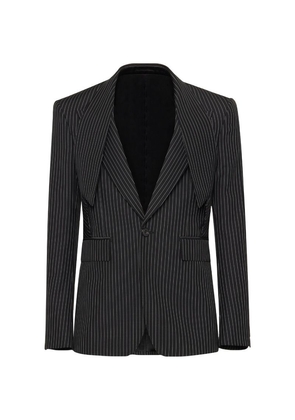 Alexander Mcqueen Wool-Mohair Pinstripe Lapel-Detail Tailored Jacket