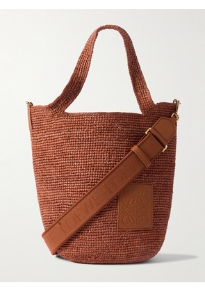 LOEWE - Paula’s Ibiza Mini Logo-Debossed Leather-Trimmed Raffia Tote Bag - Men - Brown
