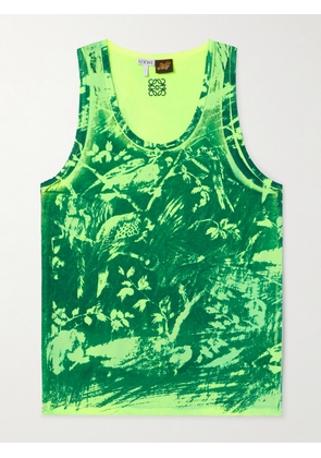 LOEWE - Paula's Ibiza Logo-Embroidered Printed Cotton-Jersey Tank Top - Men - Green - XS
