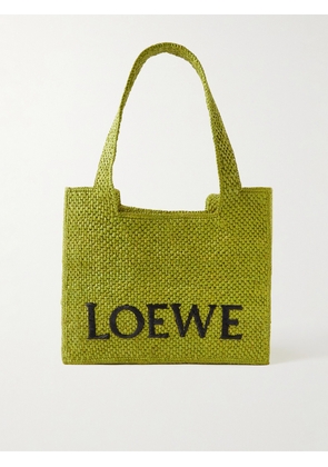 LOEWE - Paula’s Ibiza Font Medium Logo-Embroidered Raffia Tote Bag - Men - Green