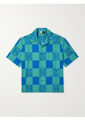 LOEWE - Paula's Ibiza Camp-Collar Cotton-Blend Terry-Jacquard Shirt - Men - Blue - XS