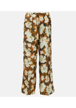 Dries Van Noten Floral silk wide-leg pants
