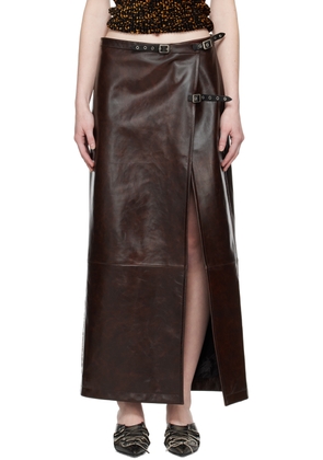 Acne Studios Brown Long Leather Maxi Skirt
