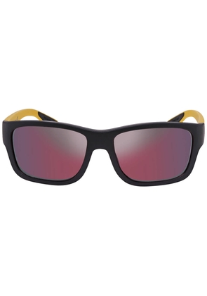 Prada Linea Rossa Dark Grey Mirror Blue/red Hydr Rectangular Mens Sunglasses PS 01WS 08W08F 59