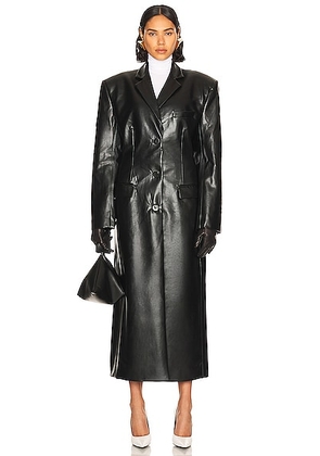 Helsa Waterbased Faux Leather Long Coat in Black - Black. Size M (also in S, XL, XS, XXS).