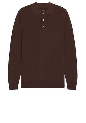 Beams Plus Knit Polo in Brown - Brown. Size L (also in M, S, XL/1X).