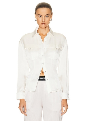 TOM FORD Fluid Double Face Western Shirt in Chalk - White. Size 36 (also in ).