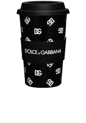Dolce & Gabbana Casa Logo Mug With Lid in Black & White - Black. Size all.