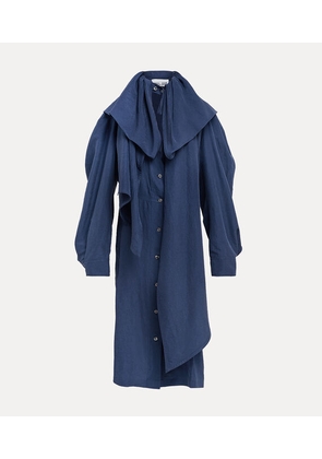Bow Dress Andreas Kronthaler For Vivienne Westwood Silk Slate Blue 14 Women