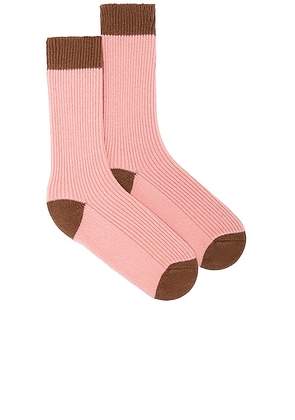 Guest In Residence The Soft Socks in Blush & Walnut - Pink. Size all.
