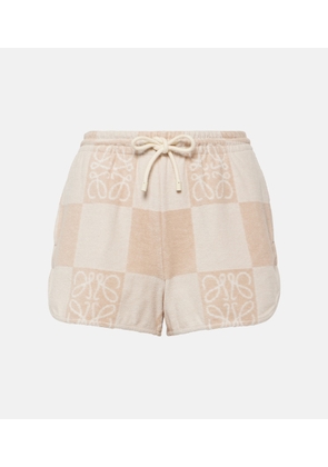 Loewe Anagram checked cotton-blend shorts