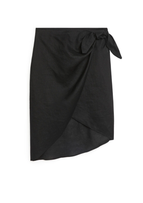 Wrap Linen Skirt - Black