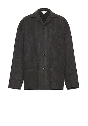 Bottega Veneta Pinstripe Chevron Jacket in Grey Melange & Red - Charcoal. Size 46 (also in 50).