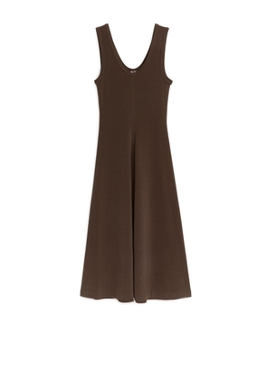Rib Jersey Dress - Brown