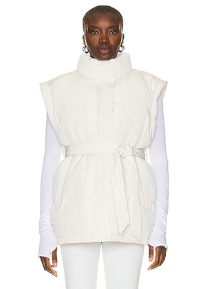 THE UPSIDE Chalet Oslo Puffer Gilet Vest in Powder - Ivory. Size M (also in S, XS).