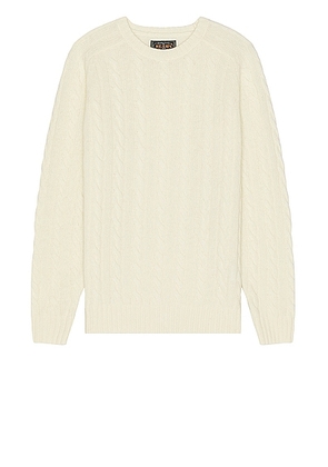Beams Plus Cable Sweater in Off White - Ivory. Size M (also in ).