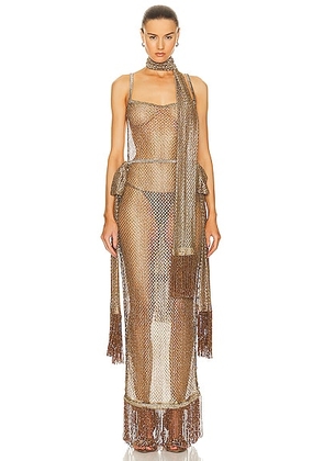 BODE Lace Dress in Gold - Metallic Gold. Size 2 (also in ).