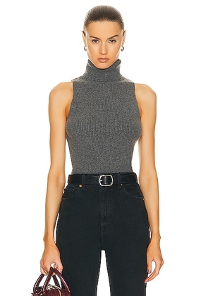 Enza Costa Rib Sleeveless Turtleneck Sweater in Heather Grey - Grey. Size M (also in L).