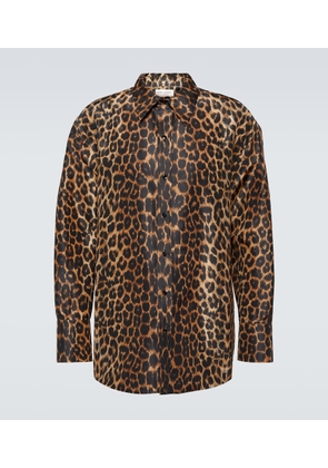 Saint Laurent Oversized leopard-print silk shirt