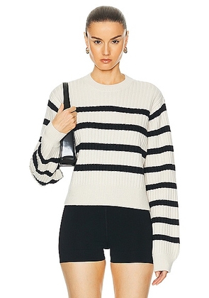 L'Academie by Marianna Brial Striped Sweater in Cream & Black - Cream. Size M (also in S, XL, XS, XXS).