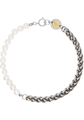 IN GOLD WE TRUST PARIS Silver Round Chain Pearl Necklace