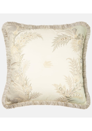 Etro Caladium embroidered cotton cushion