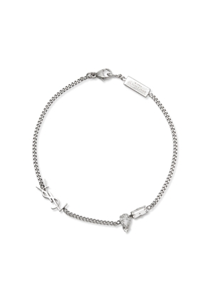 Saint Laurent Cassandre Embellished Chain Bracelet - Silver
