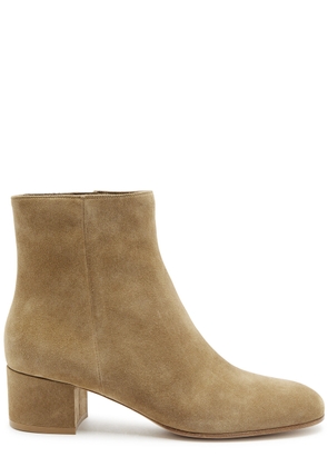 Gianvito Rossi Camoscio Stivale 45 Suede Ankle Boots - Camel - 37 (IT37 / UK4)