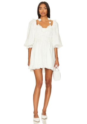 For Love & Lemons Tiana Mini Dress in White. Size M, S, XL, XS.