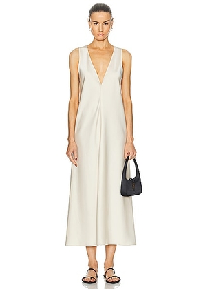 LESET Barb V Neck Slit Dress in Creme - Cream. Size M (also in S, XS).