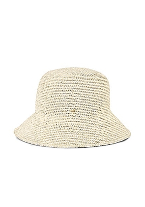 Lele Sadoughi Metallic Yarn Crochet Bucket Hat in Gold - Tan. Size all.