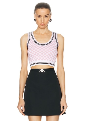 VERSACE Knit Top in White & Pale Pink - Pink. Size 38 (also in 36, 40, 42).