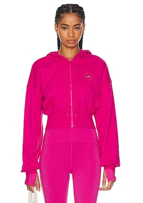 adidas by Stella McCartney Sportswear Cropped Hoodie in Real Magenta - Fuchsia. Size S (also in XS).