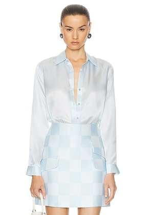 L'AGENCE Tyler Blouse in Ice Water - Baby Blue. Size L (also in M, S, XL, XS).