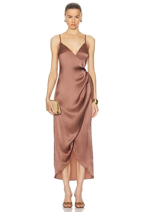 L'AGENCE Amilia Cami Wrap Dress in Sparrow - Brown. Size 0 (also in 00, 2, 4, 6, 8).