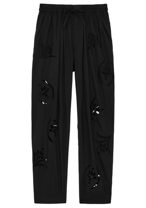Isabel Marant Hectorina Eyelet-embroidered Tapered Trousers - Black - 40 (UK12 / M)