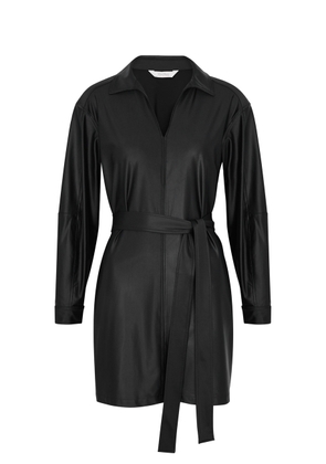 Max Mara Leisure Bonn Belted Satin-jersey Mini Dress - Black - L (UK14 / L)