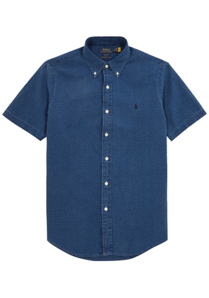 Polo Ralph Lauren Logo-embroidered Seersucker Shirt - Blue - XL