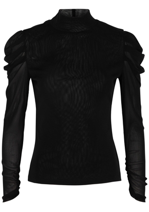 Diane Von Furstenberg Remy Ruched Tulle top - Black - M (UK12 / M)