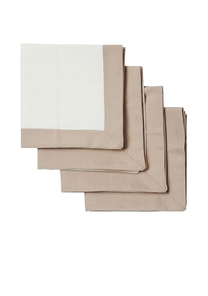 In The Roundhouse White & Beige Napkins Set in Beige.