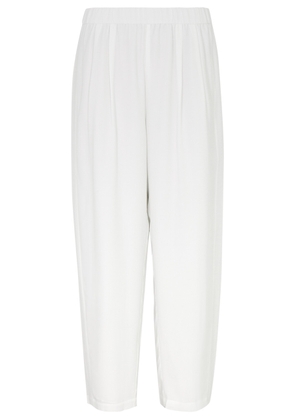 Eileen Fisher Tapered Silk-georgette Trousers - Ivory - M (UK 14-16 / L)
