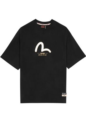 Evisu Daicock and Kamon Printed Cotton T-shirt - Black