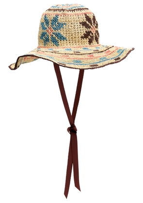 Sensi Studio Flores Geometricas Straw sun hat - Natural