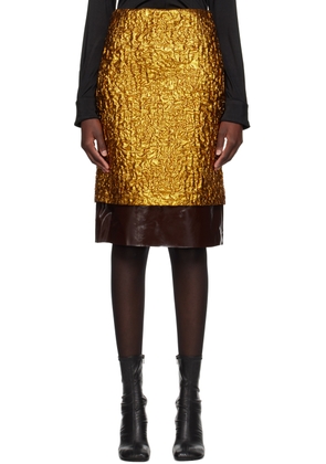 Dries Van Noten Gold Layered Midi Skirt