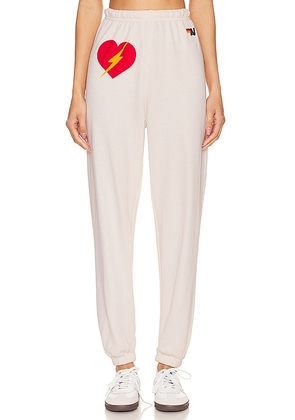 Aviator Nation Bolt Heart Sweatpants in White. Size XL, XS.